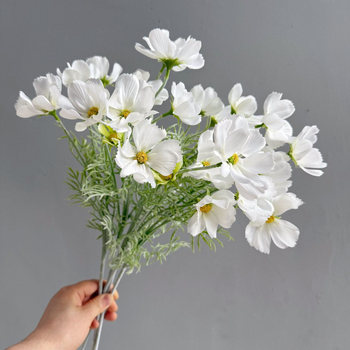 Mesterséges Cosmos virágok, velúrhatású, filces virágokból álló csokor, fotózáshoz és otthoni díszítéshez