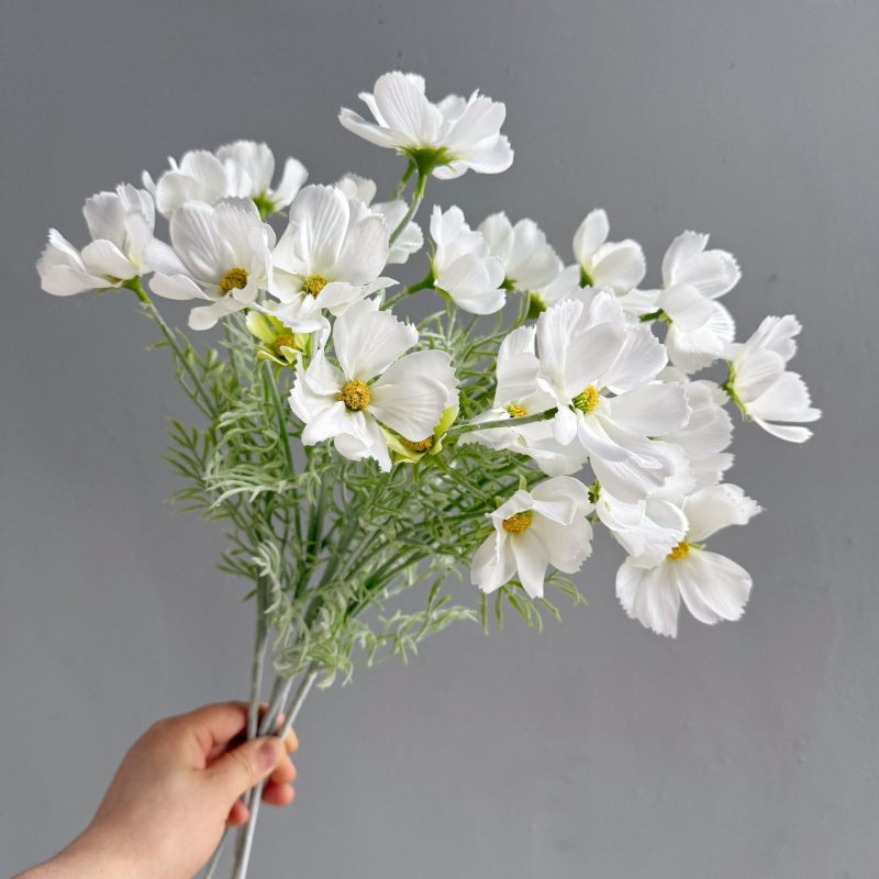 Mesterséges Cosmos virágok, velúrhatású, filces virágokból álló csokor, fotózáshoz és otthoni díszítéshez
