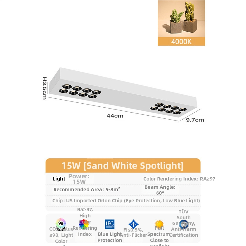 LED προβολέας με DALI πρωτόκολλο, LED φάσμα, υπερ-λεπτός από σίδηρο, για επιφανειακή εγκατάσταση