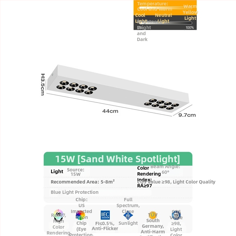 LED προβολέας με DALI πρωτόκολλο, LED φάσμα, υπερ-λεπτός από σίδηρο, για επιφανειακή εγκατάσταση