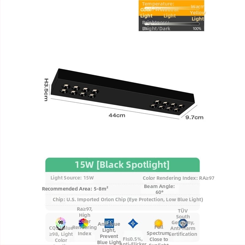 LED προβολέας με DALI πρωτόκολλο, LED φάσμα, υπερ-λεπτός από σίδηρο, για επιφανειακή εγκατάσταση
