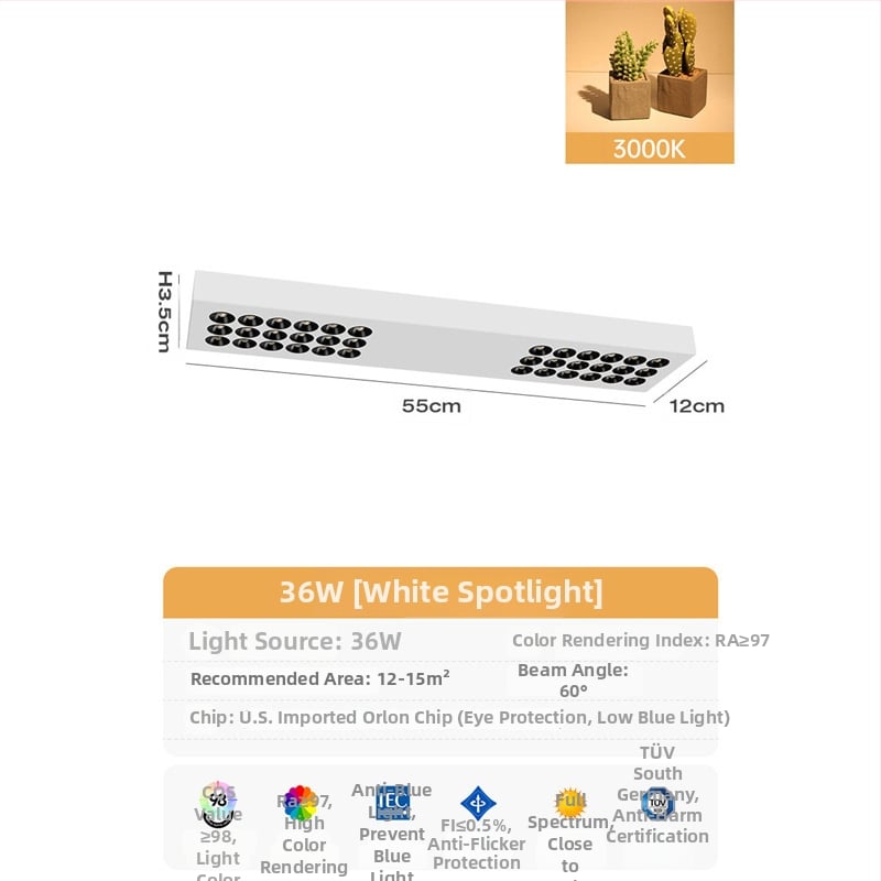 LED προβολέας με DALI πρωτόκολλο, LED φάσμα, υπερ-λεπτός από σίδηρο, για επιφανειακή εγκατάσταση