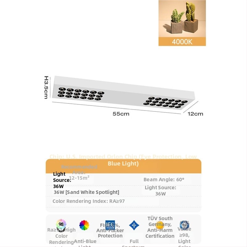 LED προβολέας με DALI πρωτόκολλο, LED φάσμα, υπερ-λεπτός από σίδηρο, για επιφανειακή εγκατάσταση
