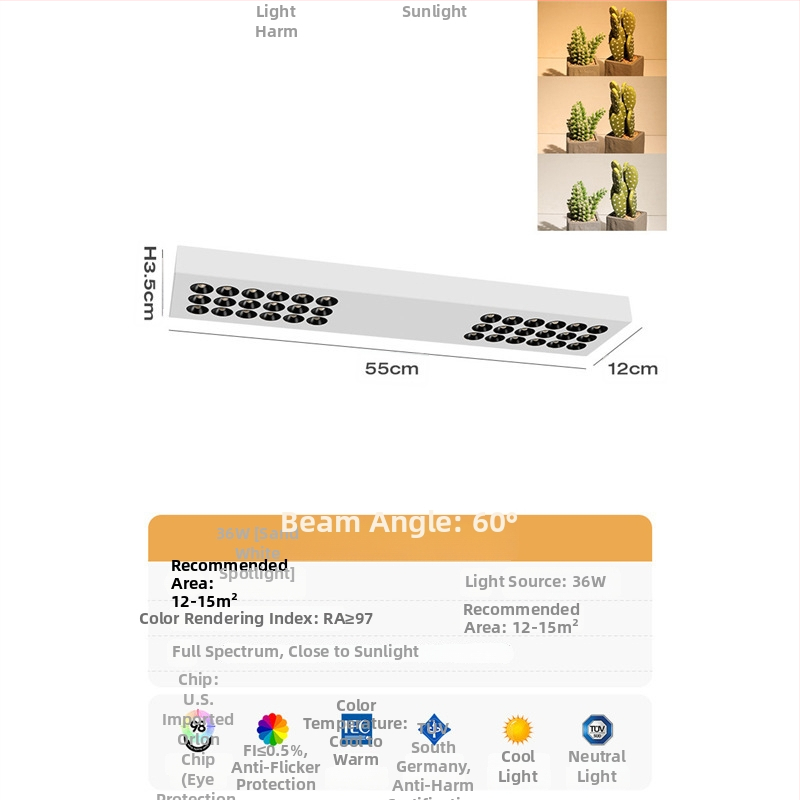 LED προβολέας με DALI πρωτόκολλο, LED φάσμα, υπερ-λεπτός από σίδηρο, για επιφανειακή εγκατάσταση