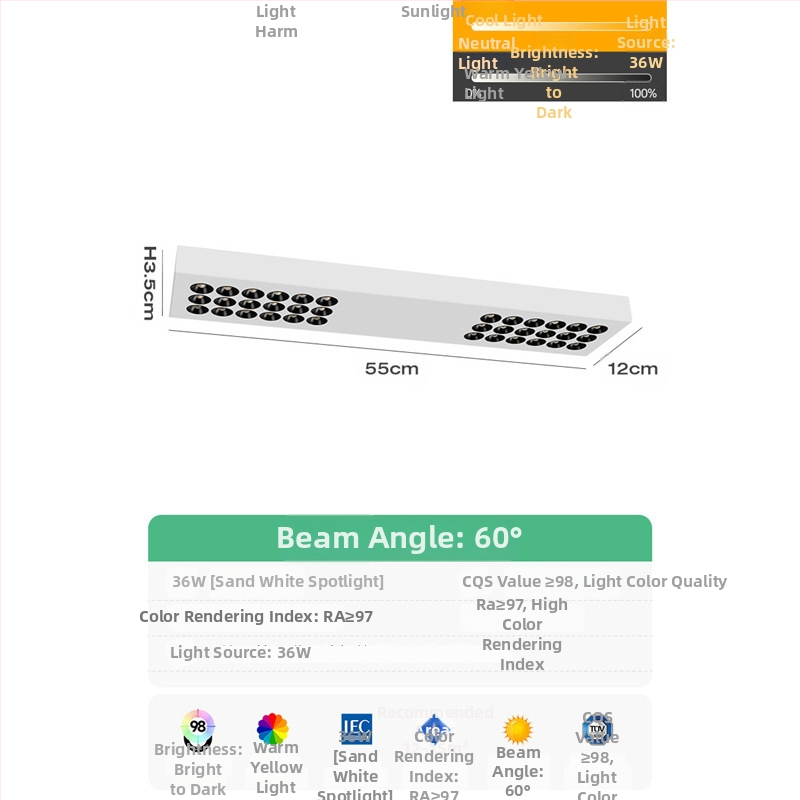 LED προβολέας με DALI πρωτόκολλο, LED φάσμα, υπερ-λεπτός από σίδηρο, για επιφανειακή εγκατάσταση