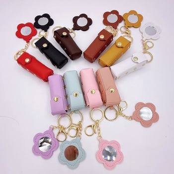 Breloc din piele cu motiv floral și ruj, design creativ minimalist, în stoc, elegant și compact