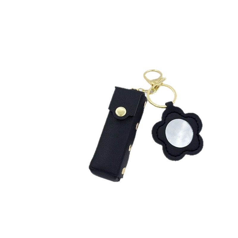 Breloc din piele cu motiv floral și ruj, design creativ minimalist, în stoc, elegant și compact