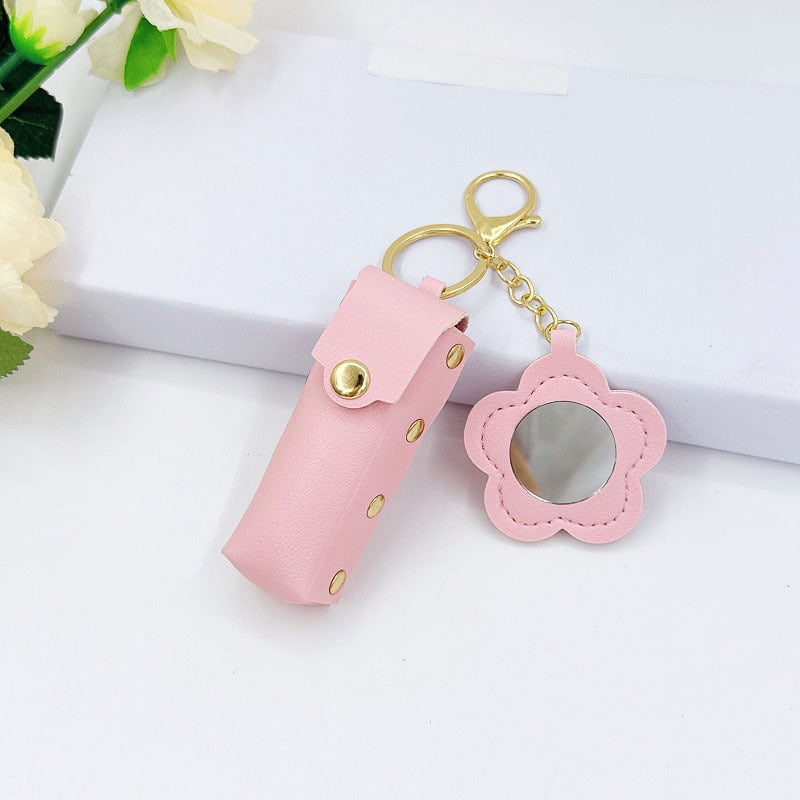 Breloc din piele cu motiv floral și ruj, design creativ minimalist, în stoc, elegant și compact