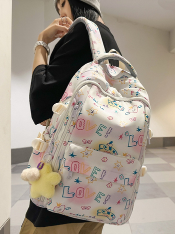 Rucsac graffiti pentru elevi, spațiu mare, unisex