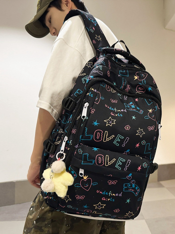 Rucsac graffiti pentru elevi, spațiu mare, unisex