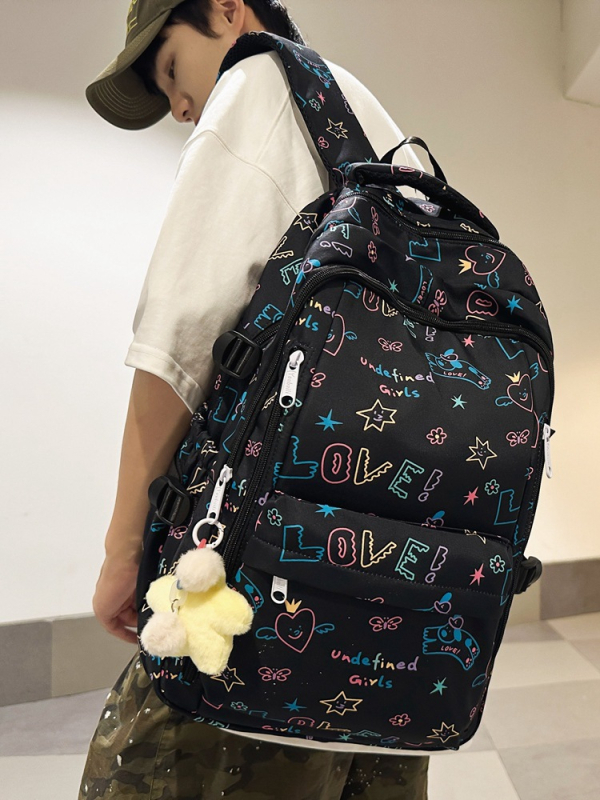Rucsac graffiti pentru elevi, spațiu mare, unisex