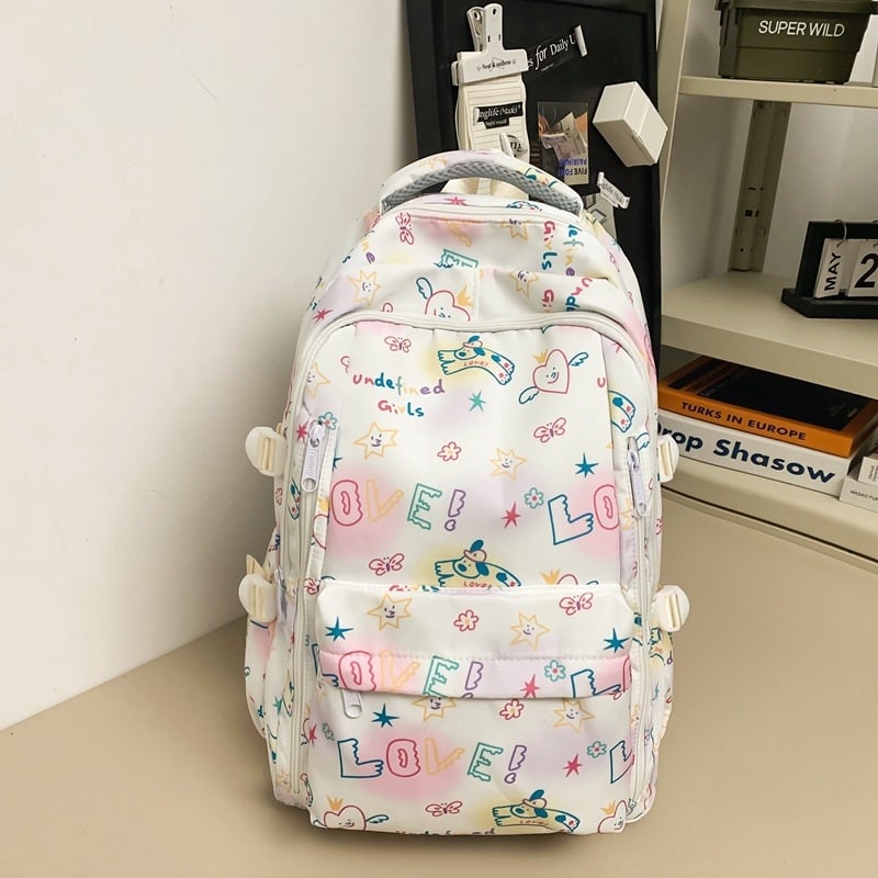 Rucsac graffiti pentru elevi, spațiu mare, unisex
