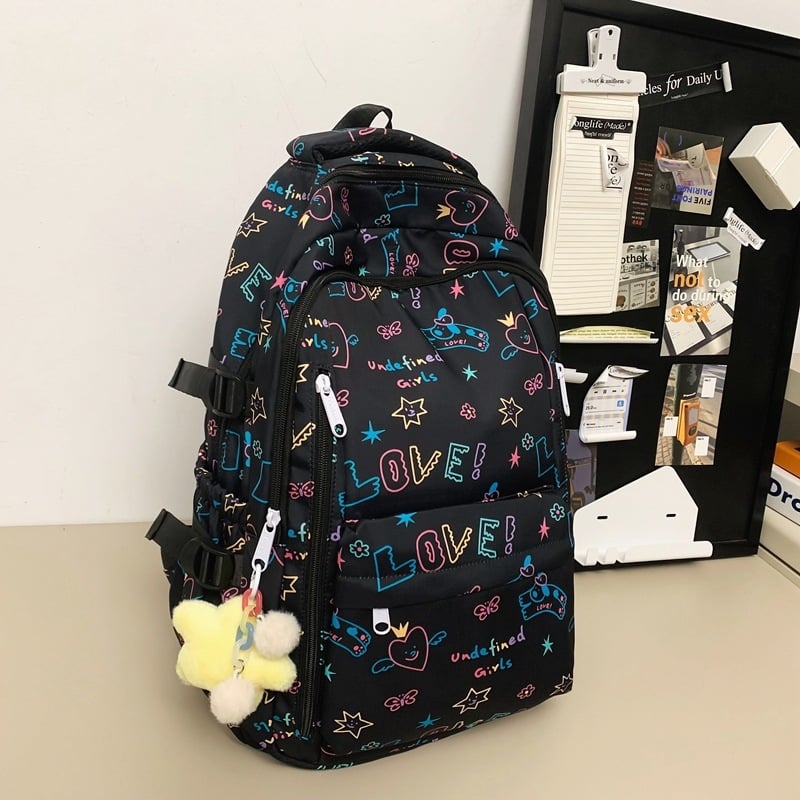 Rucsac graffiti pentru elevi, spațiu mare, unisex