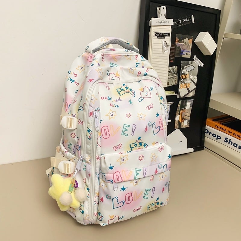 Rucsac graffiti pentru elevi, spațiu mare, unisex