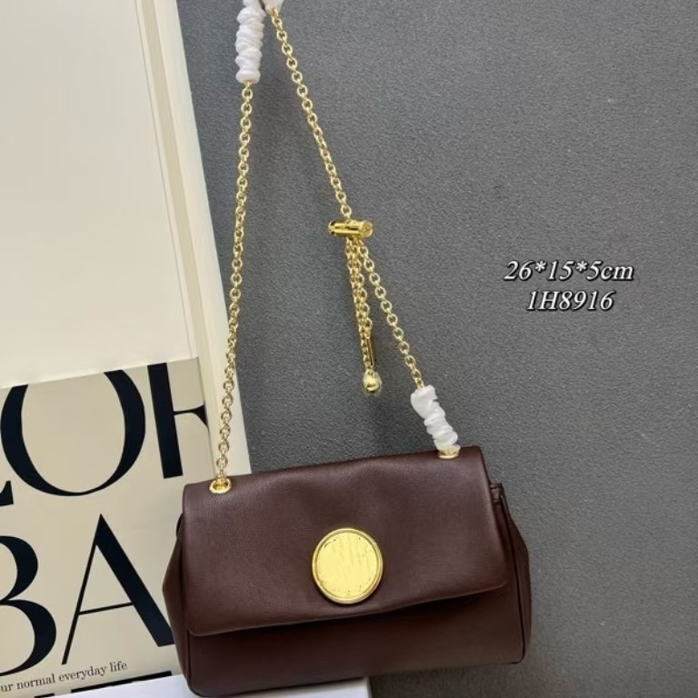 26bag Korai tavasz: valódi borjúbőrből készült flap táska lánccal és érme mintával, vintage minimalist, sokoldalú váll- vagy keresztbody