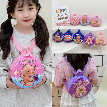 Ghiozdan pentru grădiniță cu capybara desen animat, husă rigidă, formă mică rotundă, unisex, ușor pentru copii 3–5 ani