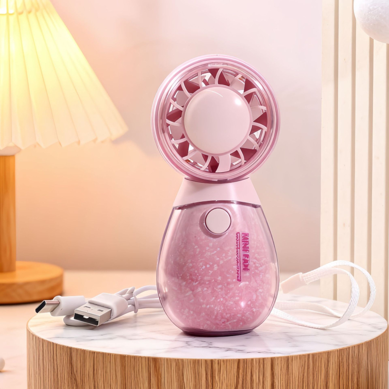 Roztomilý ručný mini ventilátor s tromi rýchlosťami a okrúhlym dizajnom v tvare domáceho maznáčika, ktorý sa dá nabíjať cez USB.