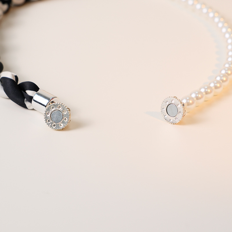Multifunkcionális mágneses gyöngy nyaklánc selyemsállal, francia stílusú női kiegészítő, koreai dekoratív megjelenés