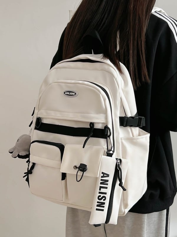 Rucsac cu stil de colegiu, capacitate mare 20–35 L, pentru gimnaziu și universitate, impermeabil, unisex, compatibil cu laptop de 14 inci