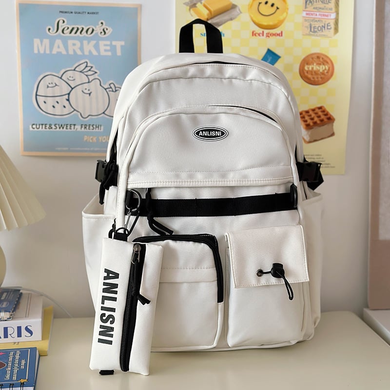 Rucsac cu stil de colegiu, capacitate mare 20–35 L, pentru gimnaziu și universitate, impermeabil, unisex, compatibil cu laptop de 14 inci