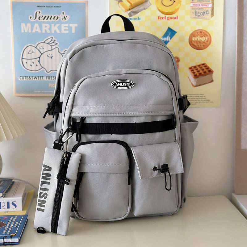 Rucsac cu stil de colegiu, capacitate mare 20–35 L, pentru gimnaziu și universitate, impermeabil, unisex, compatibil cu laptop de 14 inci