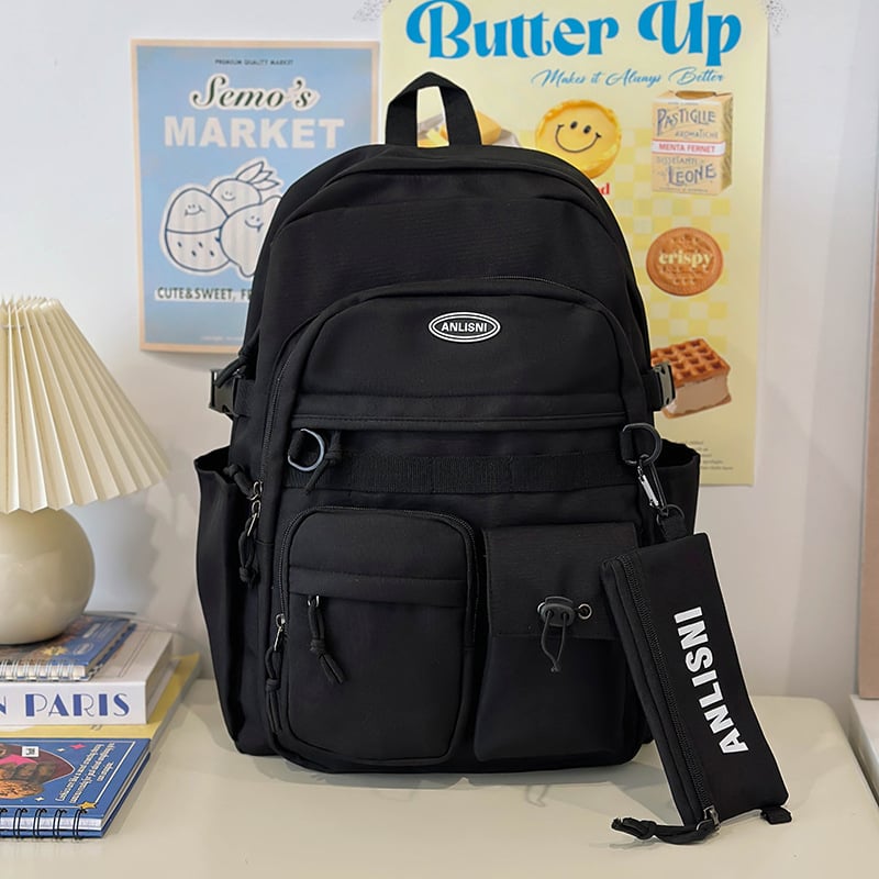Rucsac cu stil de colegiu, capacitate mare 20–35 L, pentru gimnaziu și universitate, impermeabil, unisex, compatibil cu laptop de 14 inci