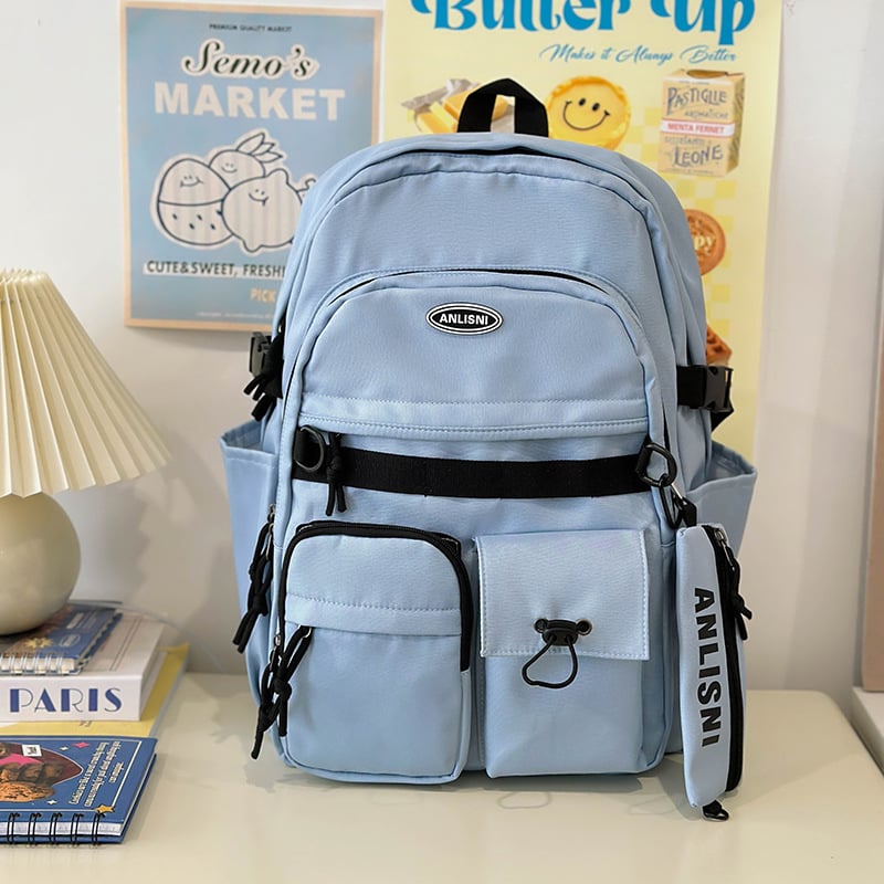 Rucsac cu stil de colegiu, capacitate mare 20–35 L, pentru gimnaziu și universitate, impermeabil, unisex, compatibil cu laptop de 14 inci