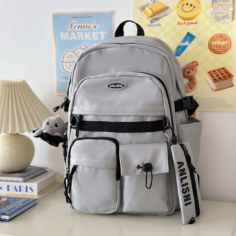 Rucsac cu stil de colegiu, capacitate mare 20–35 L, pentru gimnaziu și universitate, impermeabil, unisex, compatibil cu laptop de 14 inci