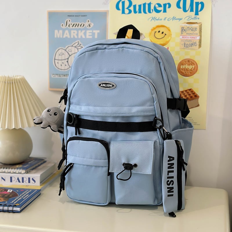 Rucsac cu stil de colegiu, capacitate mare 20–35 L, pentru gimnaziu și universitate, impermeabil, unisex, compatibil cu laptop de 14 inci