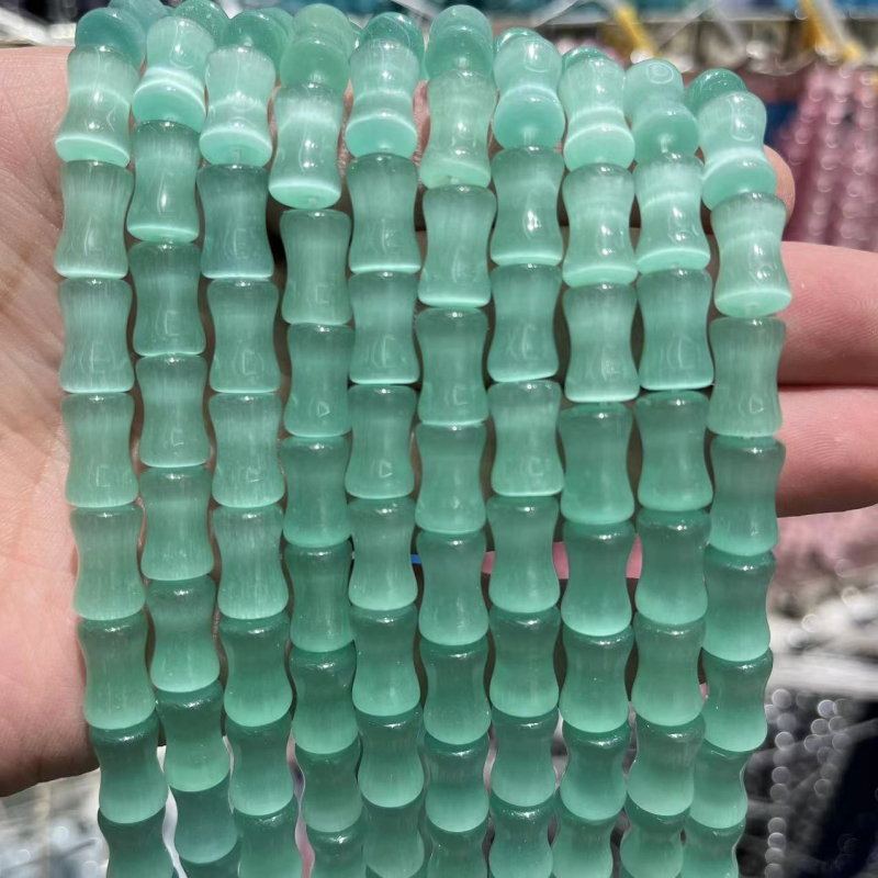 8×12 mm természetes macskaszem kő bambusz gyöngyök DIY karkötő és nyaklánc – félkész ékszer-kiegészítők