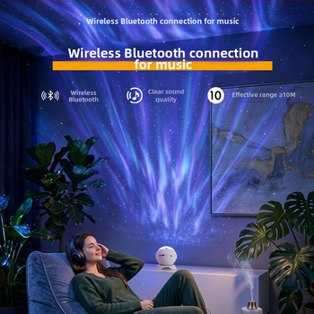 Bluetooth лампа-проектор със северно сияние и звездно небе, музикална амбиент лампа