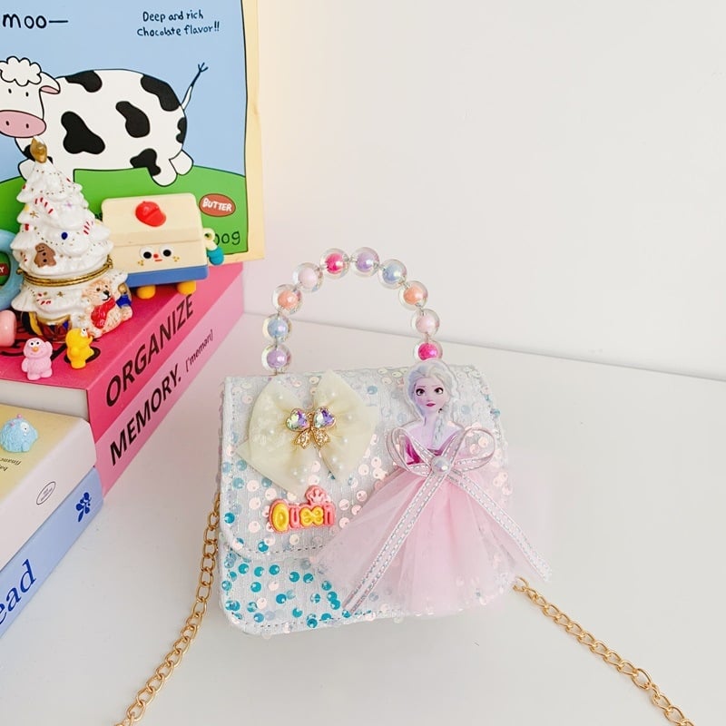 Elsa hercegnő gyermek táska – aranyos lányoknak, mini pénztárca gyöngyökkel
