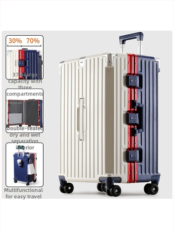 Valiză de cabină cu cadru din aluminiu, deschidere 3/7, capacitate mare, roți universale, încuire cu combinație, multifuncțională