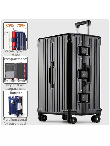 Valiză de cabină cu cadru din aluminiu, deschidere 3/7, capacitate mare, roți universale, încuire cu combinație, multifuncțională