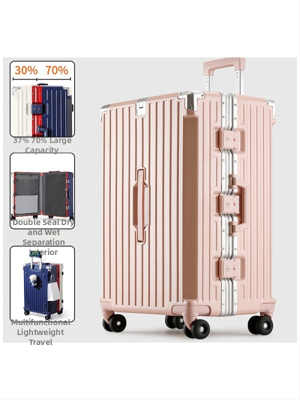 Valiză de cabină cu cadru din aluminiu, deschidere 3/7, capacitate mare, roți universale, încuire cu combinație, multifuncțională