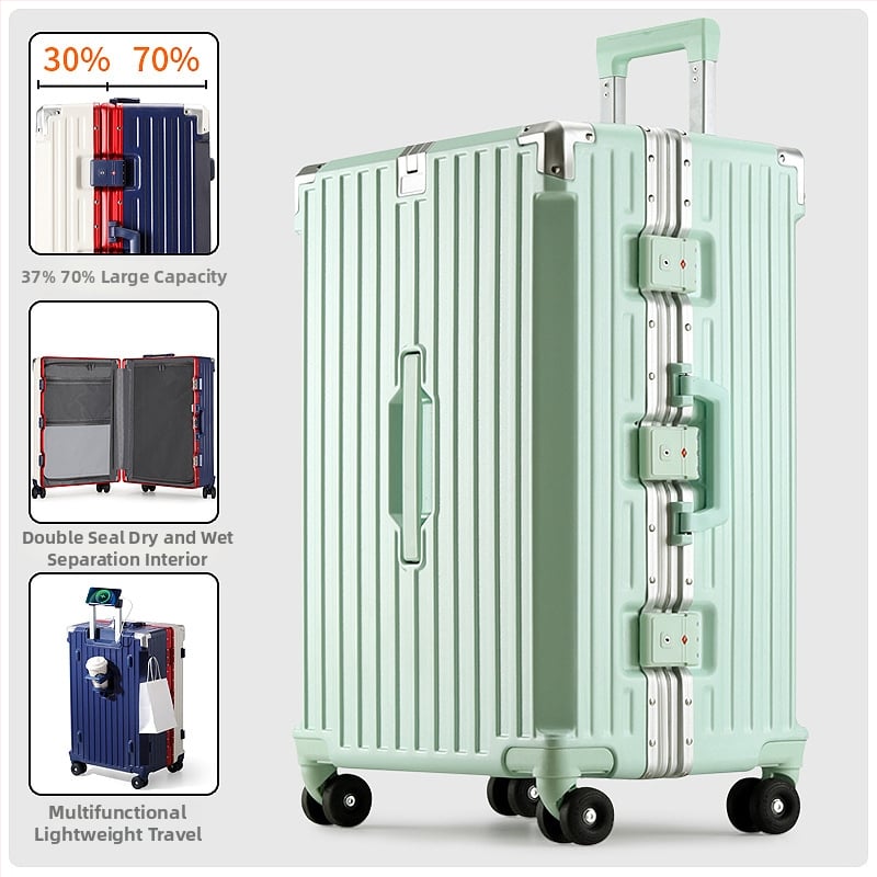 Valiză de cabină cu cadru din aluminiu, deschidere 3/7, capacitate mare, roți universale, încuire cu combinație, multifuncțională