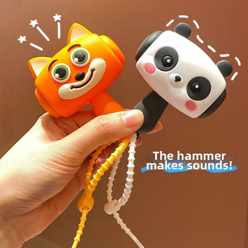 Panda sorozatú szilikon kalapács kulcstartó hanggal