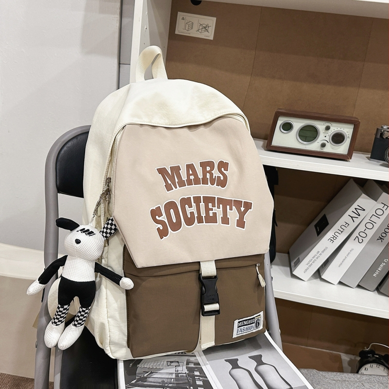 Unisex σχολική τσάντα σε αμερικάνικο στυλ με μπλοκ χρωμάτων, ελαφριά νάιλον, за μαθητές, καθημερινή και ευέλικτη