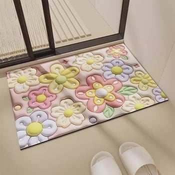 PVC prostirka za kupaonicu s upijanjem vode, brzo sušenje, protuklizna, pravokutni tepih za vrata/WC s geometrijskim uzorkom