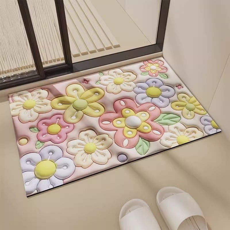 PVC prostirka za kupaonicu s upijanjem vode, brzo sušenje, protuklizna, pravokutni tepih za vrata/WC s geometrijskim uzorkom