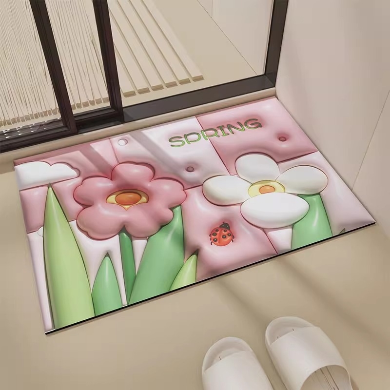 PVC prostirka za kupaonicu s upijanjem vode, brzo sušenje, protuklizna, pravokutni tepih za vrata/WC s geometrijskim uzorkom