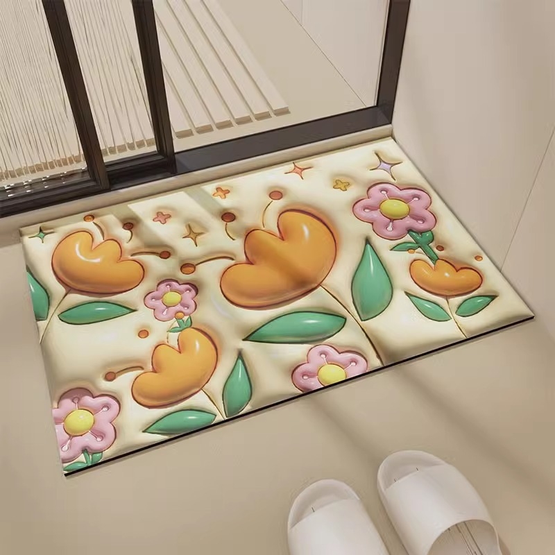 PVC prostirka za kupaonicu s upijanjem vode, brzo sušenje, protuklizna, pravokutni tepih za vrata/WC s geometrijskim uzorkom