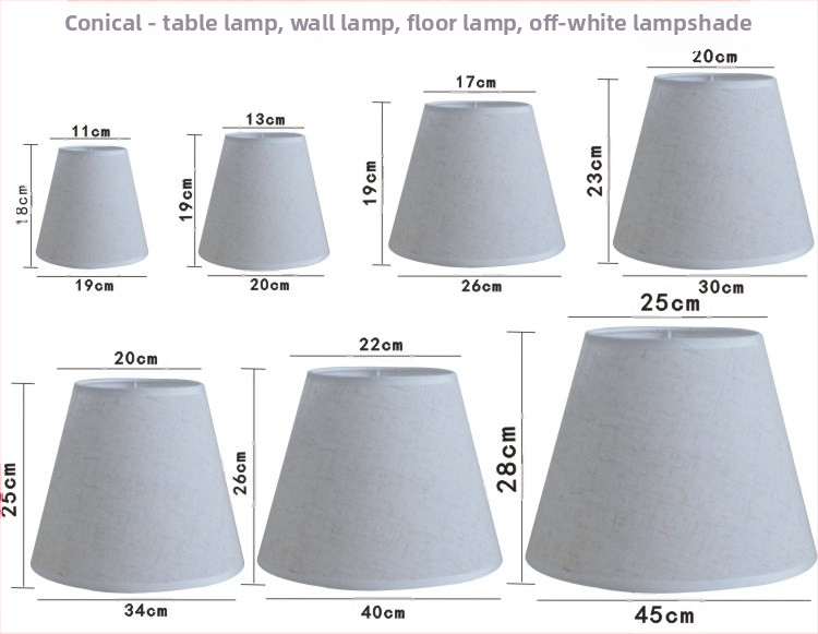 Ľanové kužeľové tienidlo na lampu pre objímku E27 – imitácia kozej kože, látka na stolovú, nástennú alebo stojacu lampu