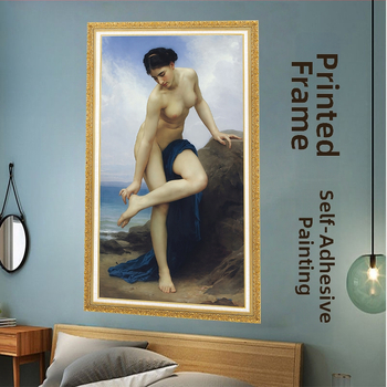 Ručne kreslená, samolepiaca nástenná maľba inšpirovaná svetoznámymi európskymi a americkými olejomaľbami s vyobrazením ženských postáv; zarámovaná v PVC pre spálne a kúpeľne