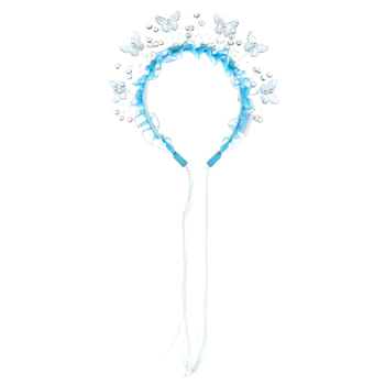 Žiariaca čelenka s motýľom a kvetinovou korunou, LED fotorekvizita na párty, svietiaca hračka na pokrývku hlavy