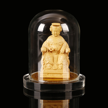 Ξύλινο αυτοκίνητο διακοσμητικό με Guanyin και Guan Gong, διαφανής ακρυλική θήκη