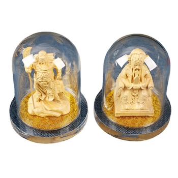 Ξύλινο αυτοκίνητο διακοσμητικό με Guanyin και Guan Gong, διαφανής ακρυλική θήκη