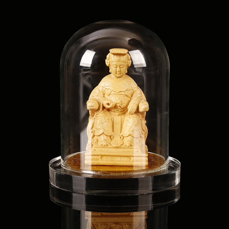 Ξύλινο αυτοκίνητο διακοσμητικό με Guanyin και Guan Gong, διαφανής ακρυλική θήκη