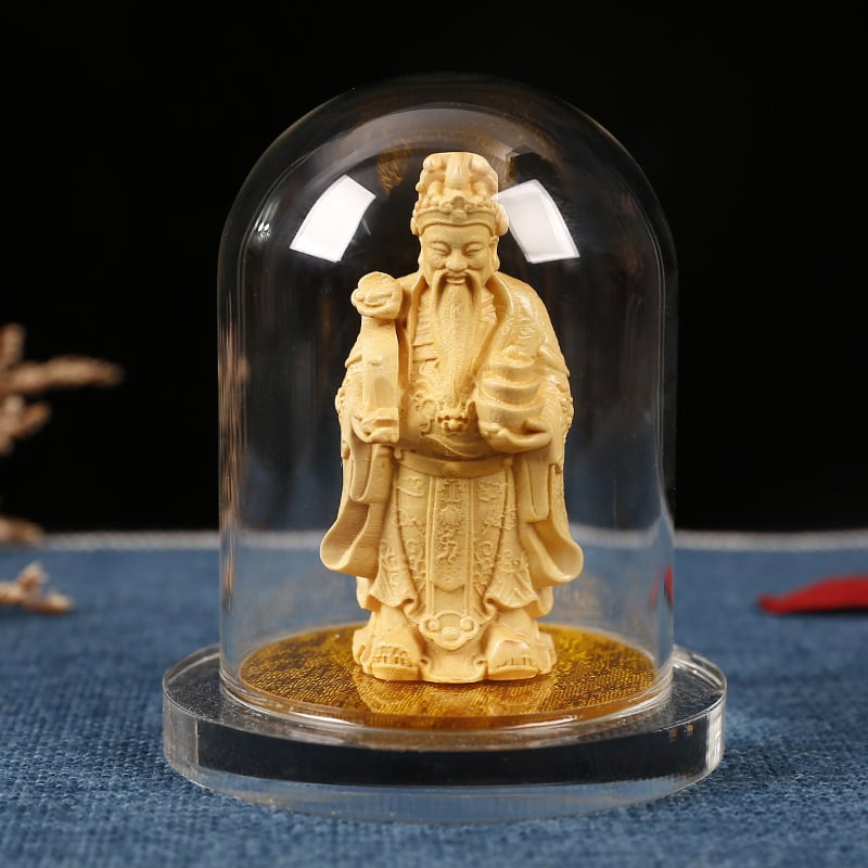 Ξύλινο αυτοκίνητο διακοσμητικό με Guanyin και Guan Gong, διαφανής ακρυλική θήκη