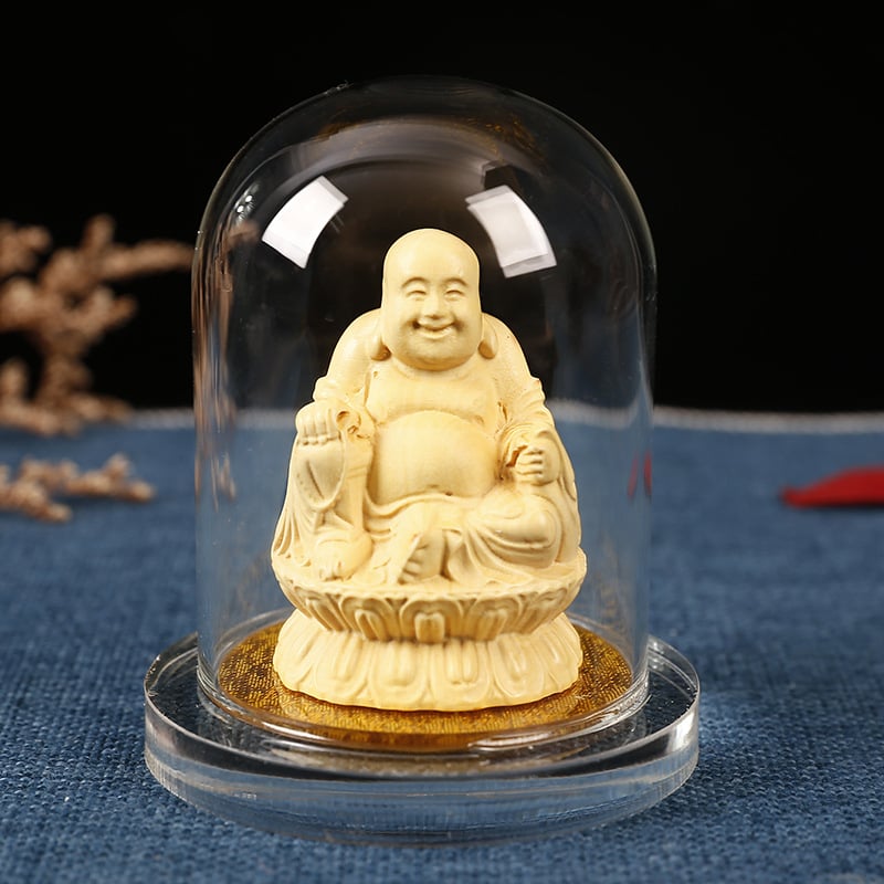 Ξύλινο αυτοκίνητο διακοσμητικό με Guanyin και Guan Gong, διαφανής ακρυλική θήκη